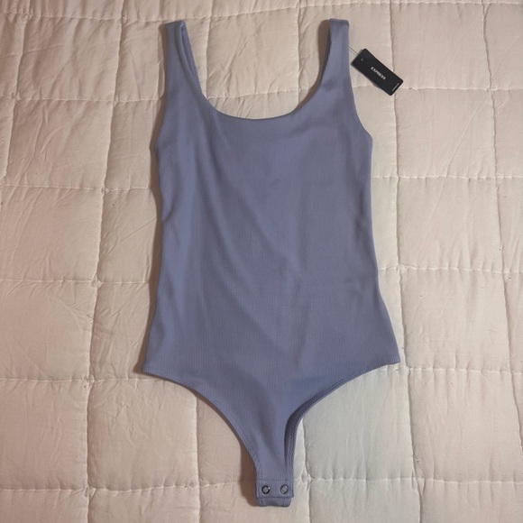 Express Tops - Express Body Contour High Compression Ribbed Scoop Neck Bodysuit